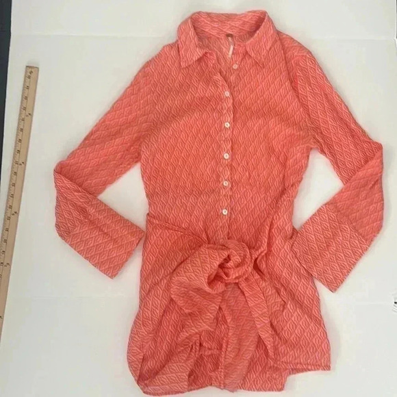 Free People Rillo Shirt Dress Wrap Skirt Bottom - Long Sleeve - Picture 7 of 13